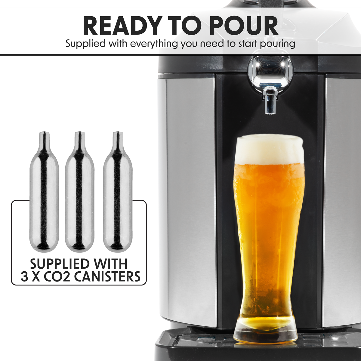 Baridi DH49 Mini Keg Draft Beer Dispenser Tap with Integrated Cooling 5L Capacity - additional view 4