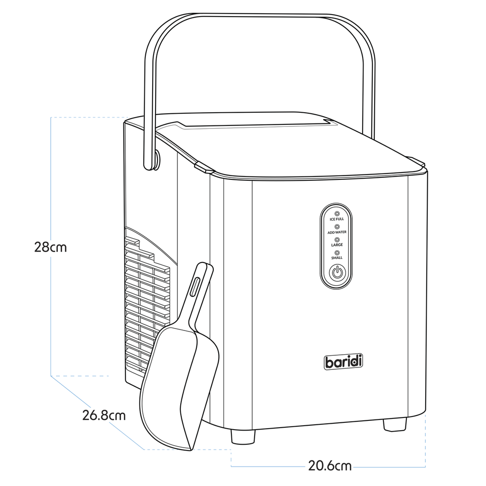 Baridi DH52 Ice Cube Maker with LED Display & 10 Minute Freeze - additional view 10