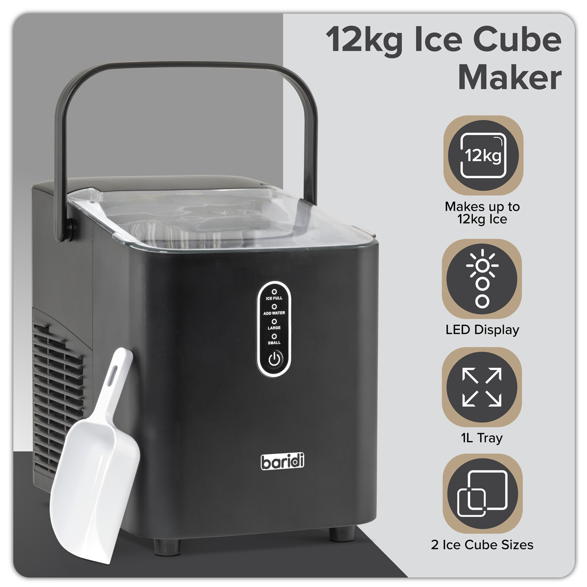 Baridi DH52 Ice Cube Maker with LED Display & 10 Minute Freeze - additional view 5