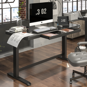 Dellonda DH53 Single Motor Ultra-Quiet Electric Desk with Control Panel, USB Port & Drawer - Black - additional view 6