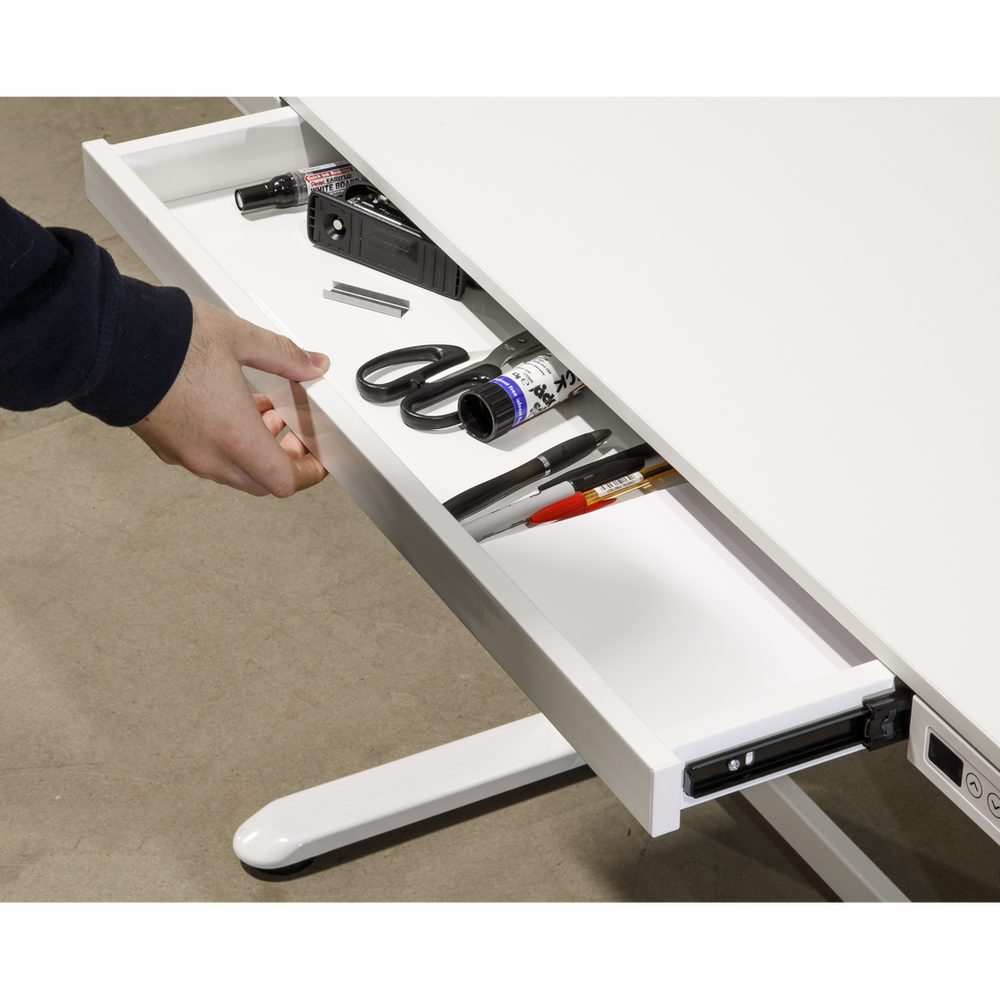 Dellonda DH54 Single Motor Ultra-Quiet Electric Desk with Control Panel, USB Port & Drawer - White - additional view 8