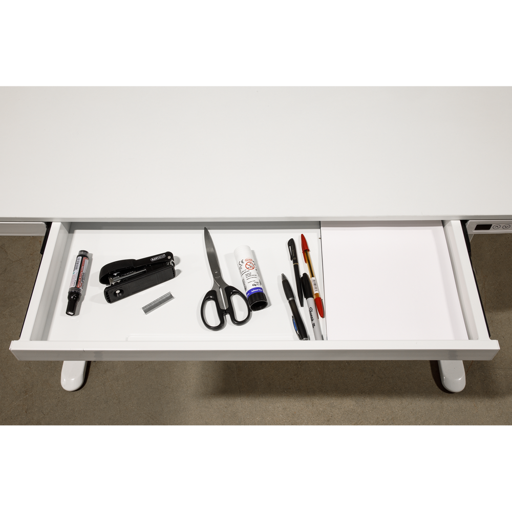 Dellonda DH54 Single Motor Ultra-Quiet Electric Desk with Control Panel, USB Port & Drawer - White - additional view 10