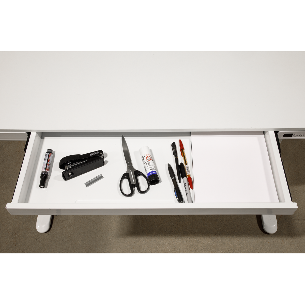Dellonda DH54 Single Motor Ultra-Quiet Electric Desk with Control Panel, USB Port & Drawer - White - additional view 10