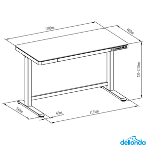 Dellonda DH54 Single Motor Ultra-Quiet Electric Desk with Control Panel, USB Port & Drawer - White - additional view 12
