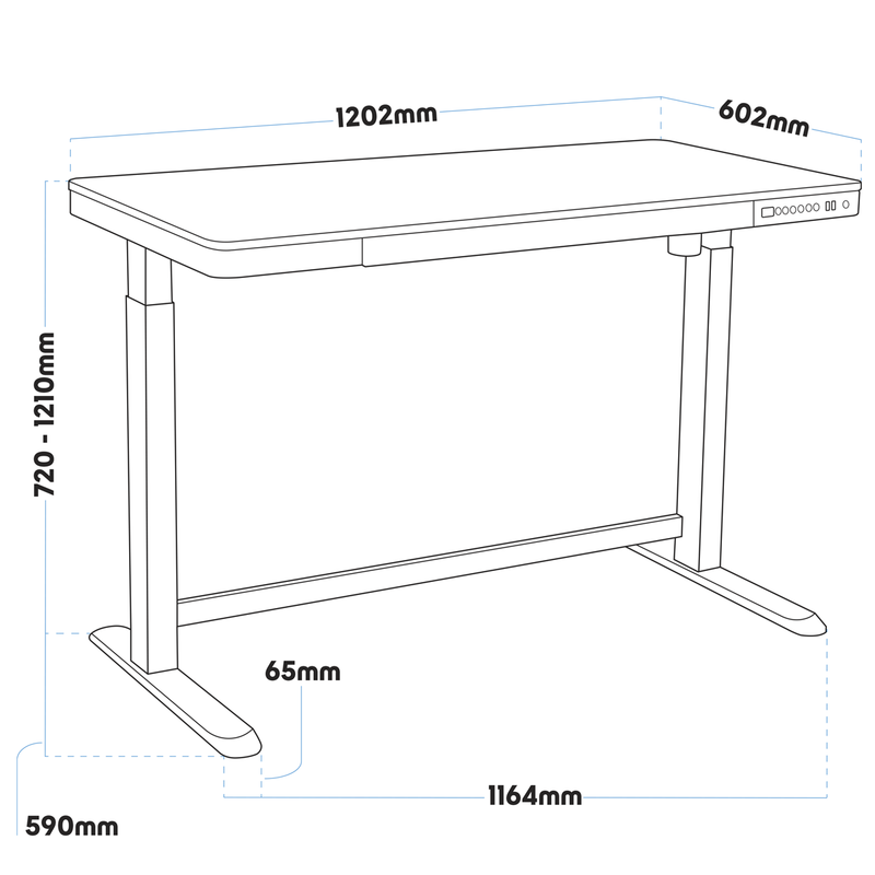 Dellonda DH54 Single Motor Ultra-Quiet Electric Desk with Control Panel, USB Port & Drawer - White - additional view 13