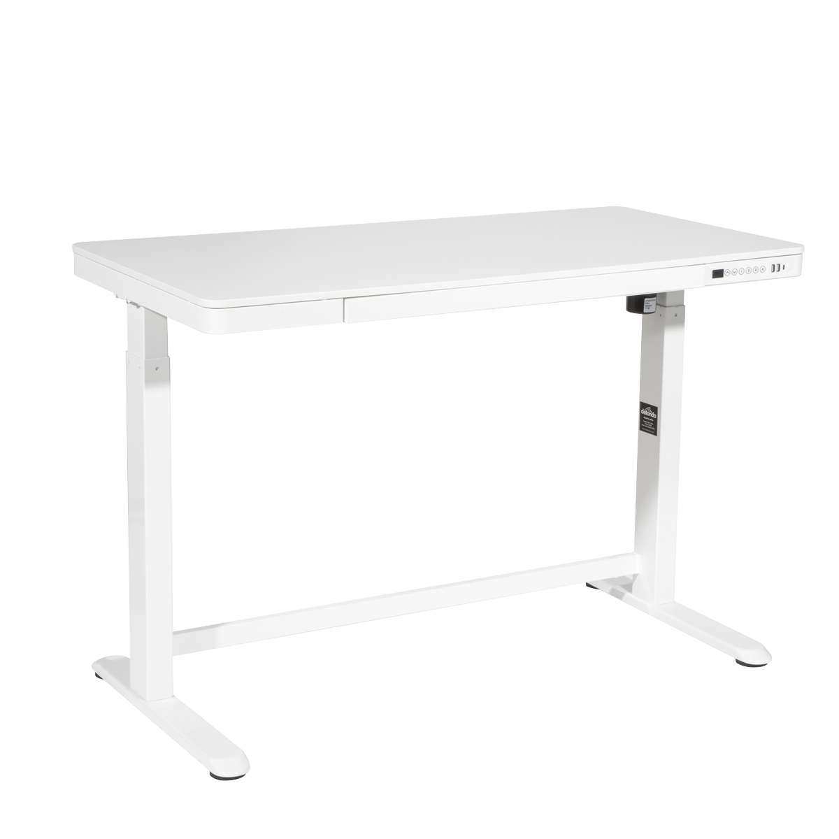 Dellonda DH54 Single Motor Ultra-Quiet Electric Desk with Control Panel, USB Port & Drawer - White Desktop