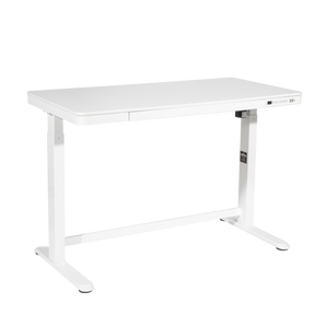 Dellonda DH54 Single Motor Ultra-Quiet Electric Desk with Control Panel, USB Port & Drawer - White Desktop