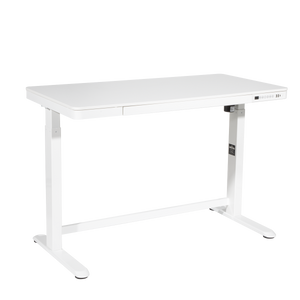 Dellonda DH54 Single Motor Ultra-Quiet Electric Desk with Control Panel, USB Port & Drawer - White Desktop