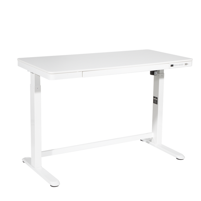 Dellonda DH54 Single Motor Ultra-Quiet Electric Desk with Control Panel, USB Port & Drawer - White Desktop