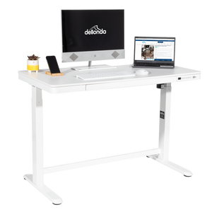 Dellonda DH54 Single Motor Ultra-Quiet Electric Desk with Control Panel, USB Port & Drawer - White - additional view 5