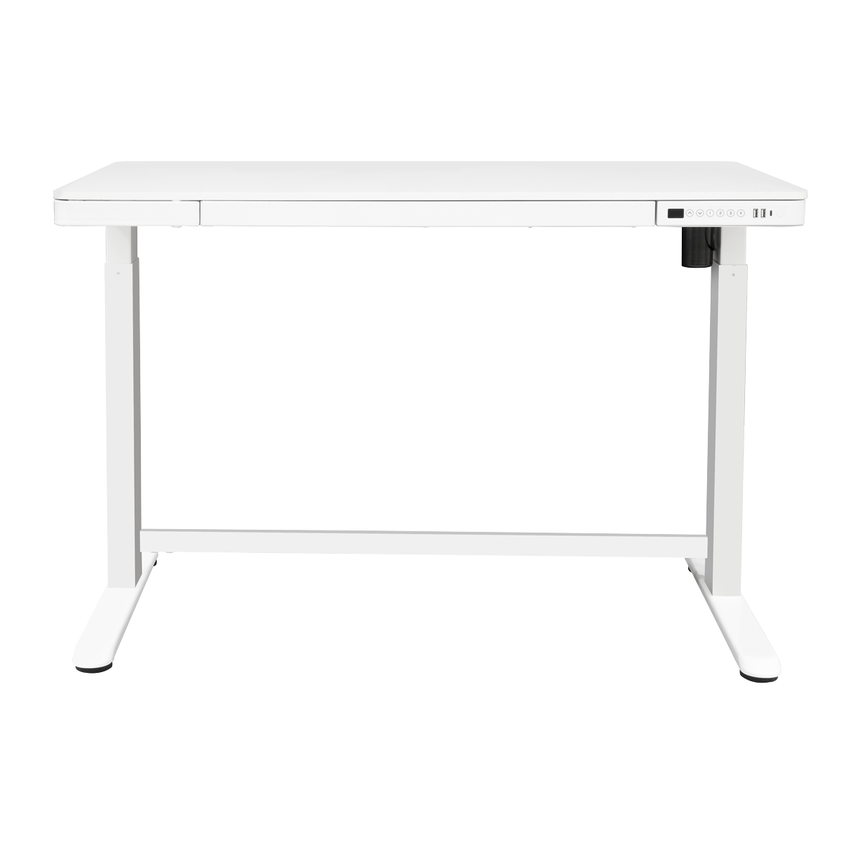 Dellonda DH54 Single Motor Ultra-Quiet Electric Desk with Control Panel, USB Port & Drawer - White - additional view 3