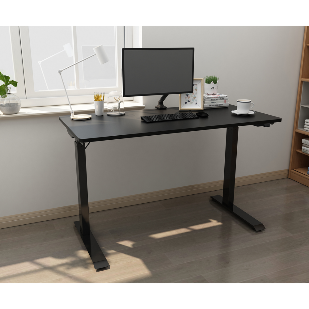 Dellonda DH55 Single Motor Ultra-Quiet Adjustable-Height Electric Sit/Stand Desk - Black Desktop - additional view 6