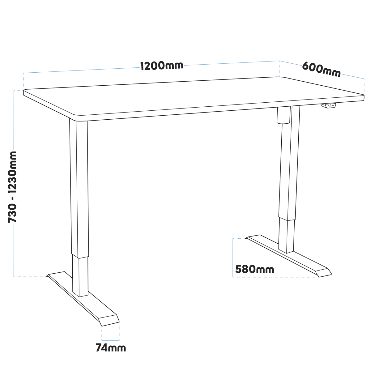 Dellonda DH55 Single Motor Ultra-Quiet Adjustable-Height Electric Sit/Stand Desk - Black Desktop - additional view 2