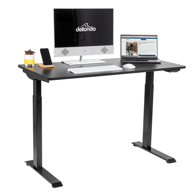 Dellonda DH55 Single Motor Ultra-Quiet Adjustable-Height Electric Sit/Stand Desk - Black Desktop - additional view 8