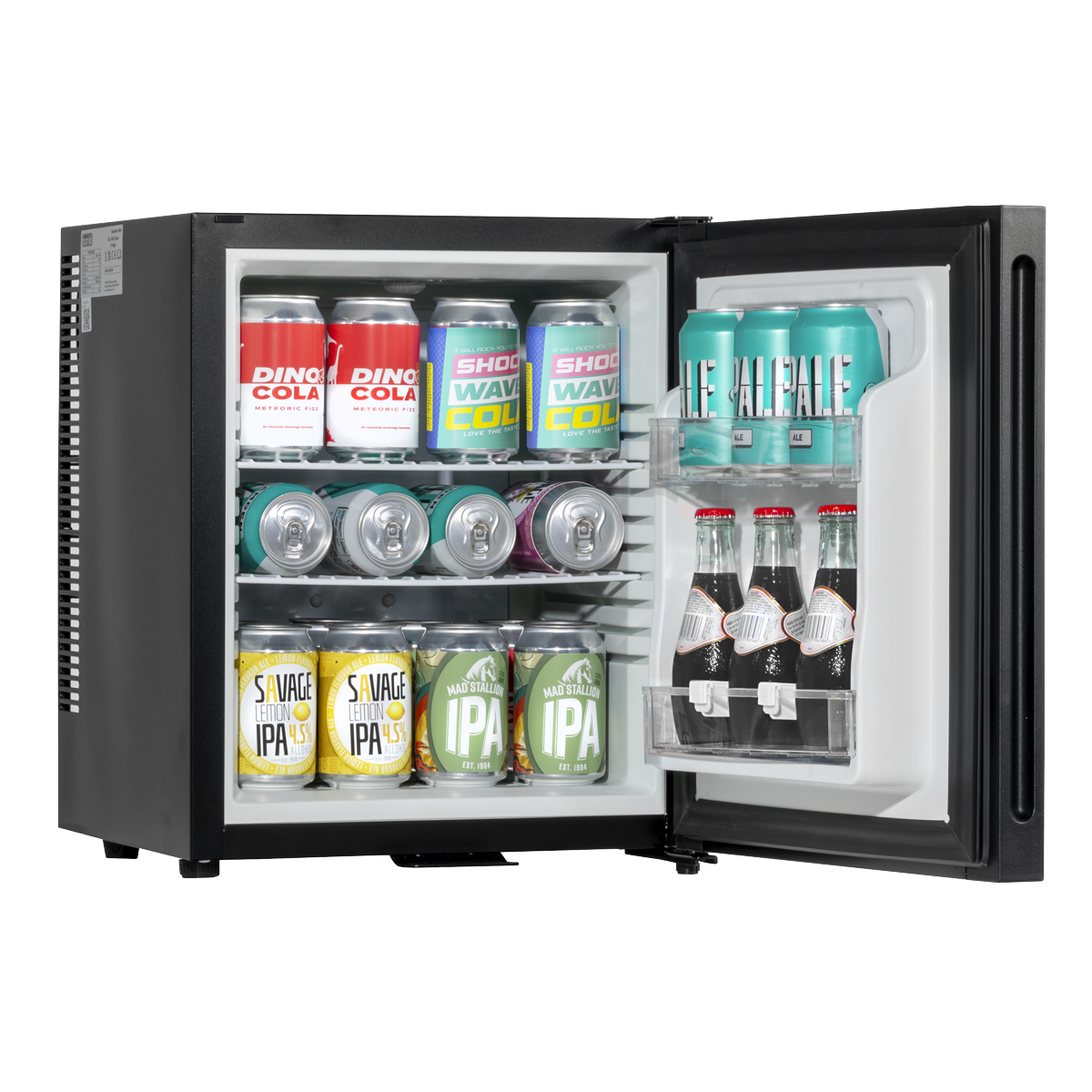 Baridi DH57 Mini Drinks & Wine Fridge with Wire Shelves, LED Light & Security Lock 25L - Black