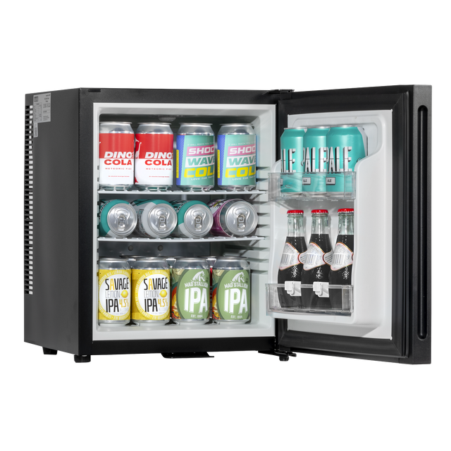 Baridi DH57 Mini Drinks & Wine Fridge with Wire Shelves, LED Light & Security Lock 25L - Black