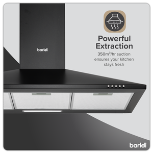 Baridi DH59 Cooker Hood, Chimney Style with Carbon Filters 90cm - Black - additional view 3