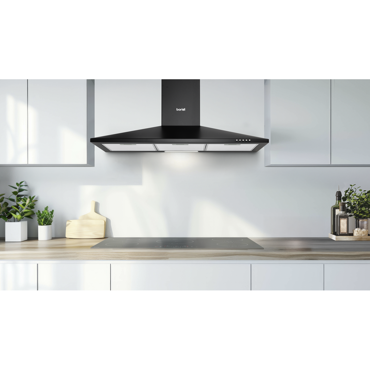 Baridi DH59 Cooker Hood, Chimney Style with Carbon Filters 90cm - Black - additional view 8