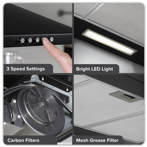 Baridi DH59 Cooker Hood, Chimney Style with Carbon Filters 90cm - Black - additional view 2