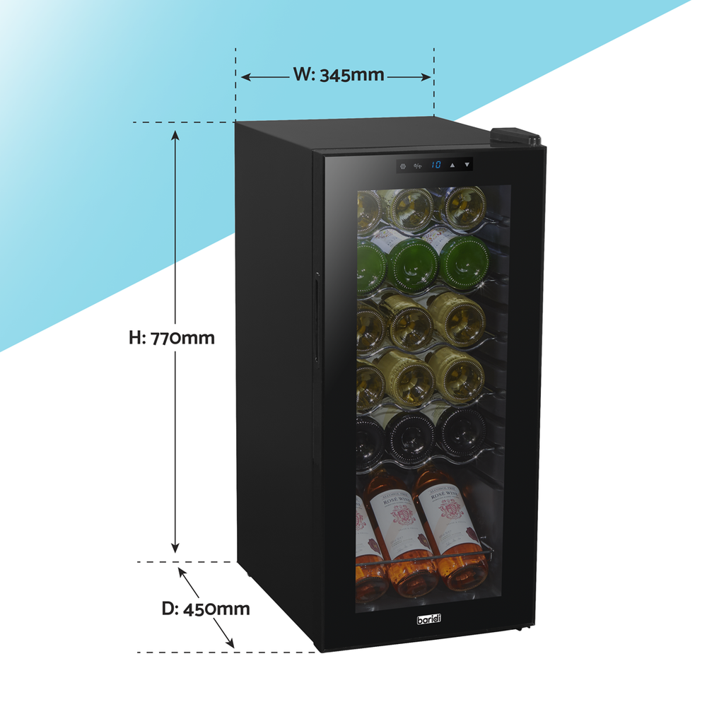 Baridi DH6 18 Bottle Wine Fridge with Digital Touch Screen Controls & LED Light - Black - additional view 13