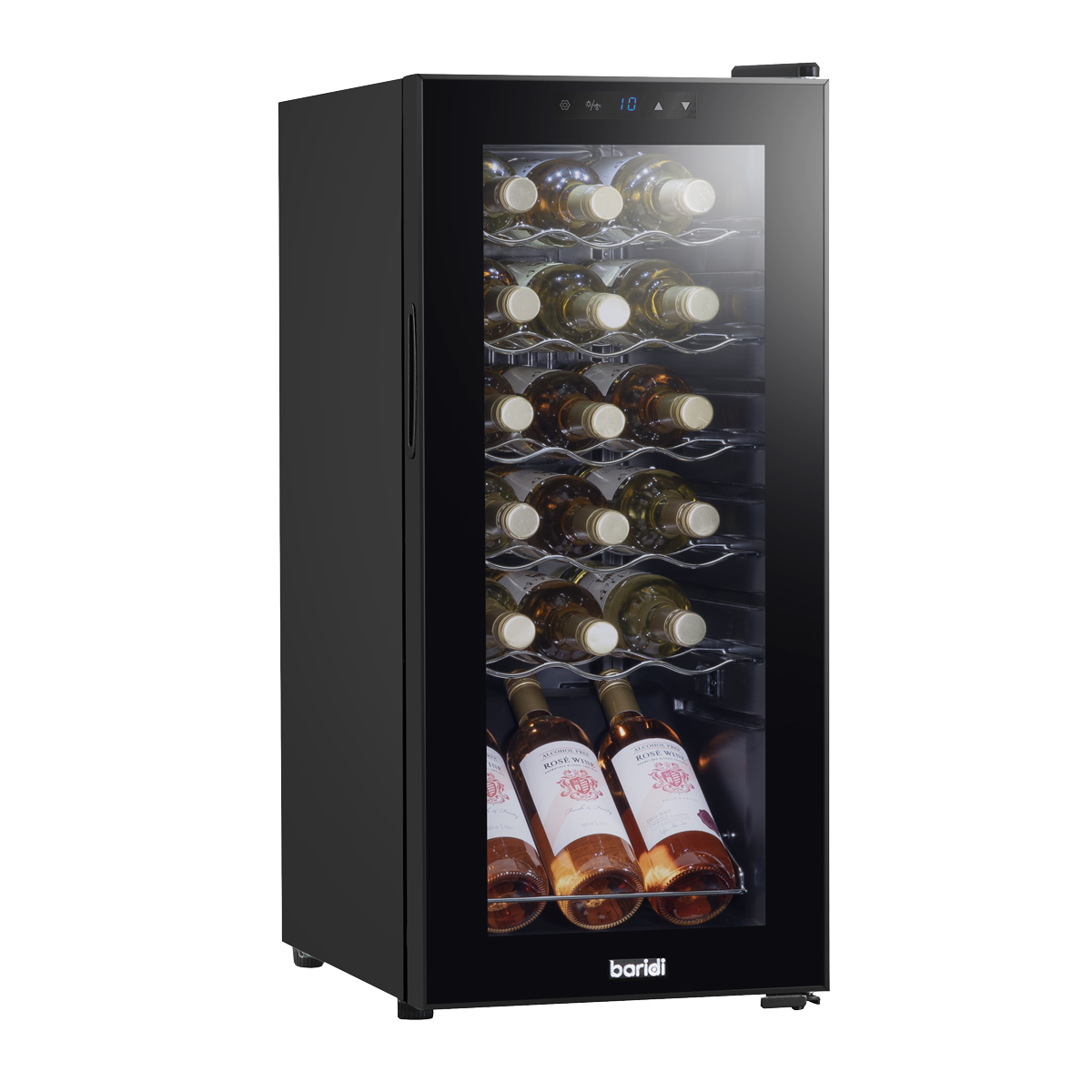 Baridi DH6 18 Bottle Wine Fridge with Digital Touch Screen Controls & LED Light - Black