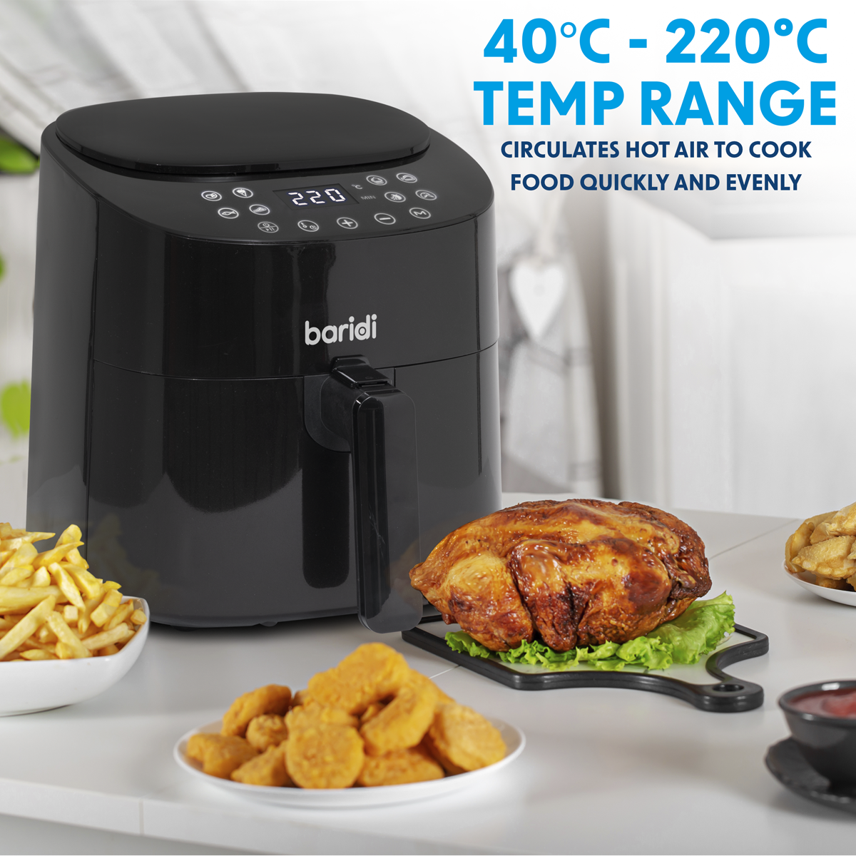 Baridi DH60 Single Zone Air Fryer with 8 Preset Functions 3.5L Capacity - additional view 10