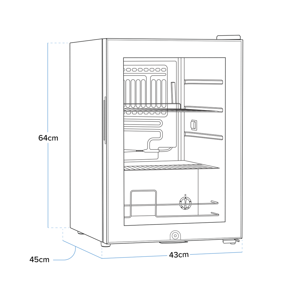 Baridi DH62 Beer & Drinks Fridge with Wire Shelves, LED Light & Security Lock 60L - Black - additional view 4