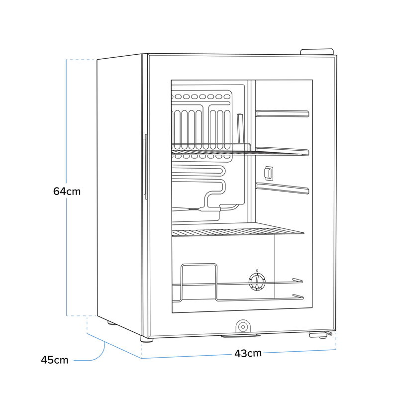 Baridi DH62 Beer & Drinks Fridge with Wire Shelves, LED Light & Security Lock 60L - Black - additional view 4