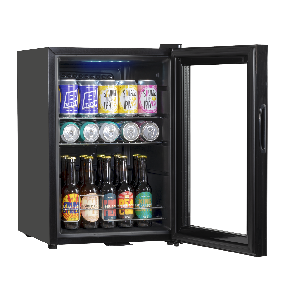Baridi DH62 Beer & Drinks Fridge with Wire Shelves, LED Light & Security Lock 60L - Black - additional view 12