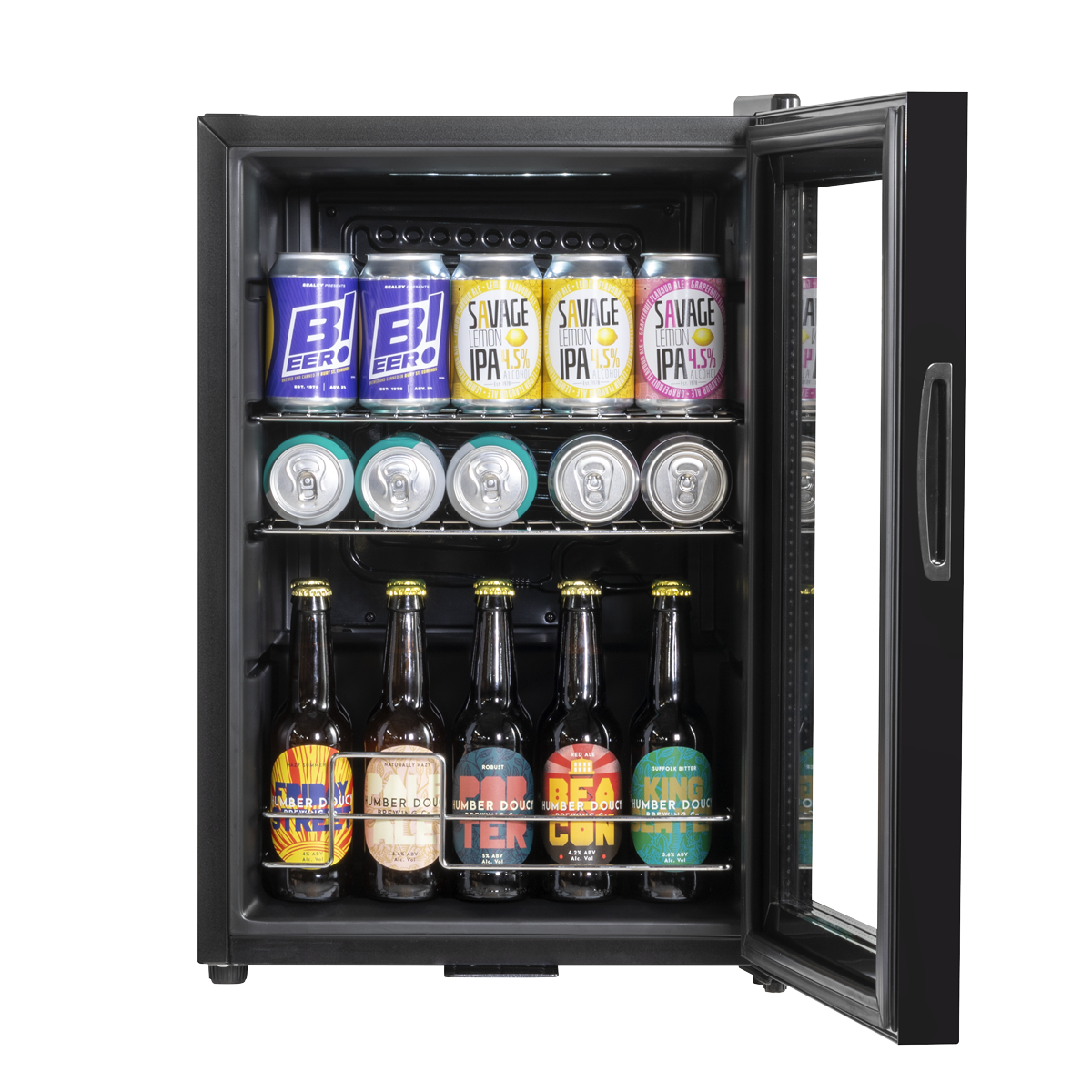 Baridi DH62 Beer & Drinks Fridge with Wire Shelves, LED Light & Security Lock 60L - Black - additional view 8