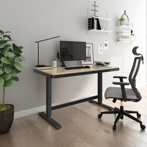 Dellonda DH65 Single Motor Ultra-Quiet Electric Desk with Control Panel, USB Port & Drawer - Oak Desktop - additional view 6