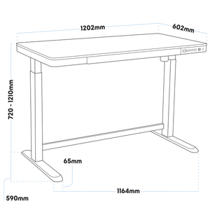 Dellonda DH65 Single Motor Ultra-Quiet Electric Desk with Control Panel, USB Port & Drawer - Oak Desktop - additional view 8