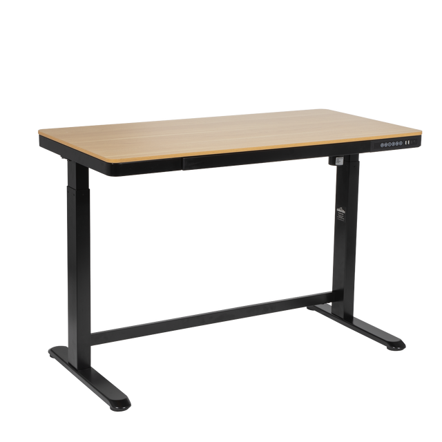 Dellonda DH65 Single Motor Ultra-Quiet Electric Desk with Control Panel, USB Port & Drawer - Oak Desktop