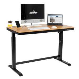 Dellonda DH65 Single Motor Ultra-Quiet Electric Desk with Control Panel, USB Port & Drawer - Oak Desktop - additional view 4