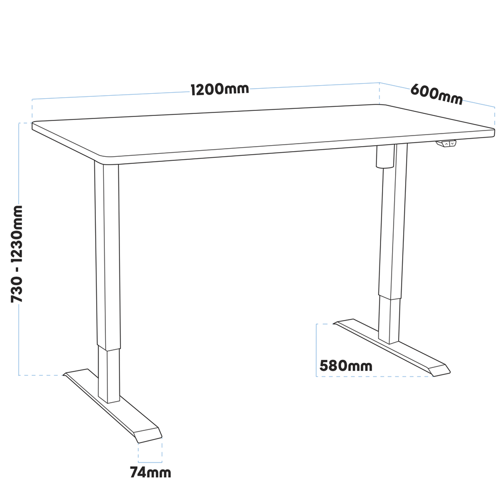 Dellonda DH66 Single Motor Ultra-Quiet Adjustable-Height Electric Sit/Stand Desk - Oak Desktop - additional view 4