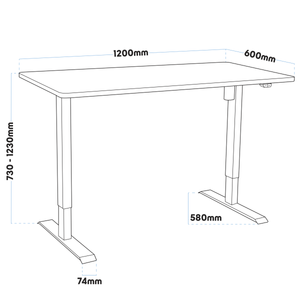 Dellonda DH66 Single Motor Ultra-Quiet Adjustable-Height Electric Sit/Stand Desk - Oak Desktop - additional view 4