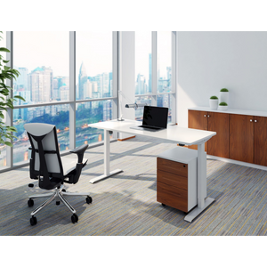 Dellonda DH67 Single Motor Ultra-Quiet Adjustable-Height Electric Sit/Stand Desk - White Desktop - additional view 6