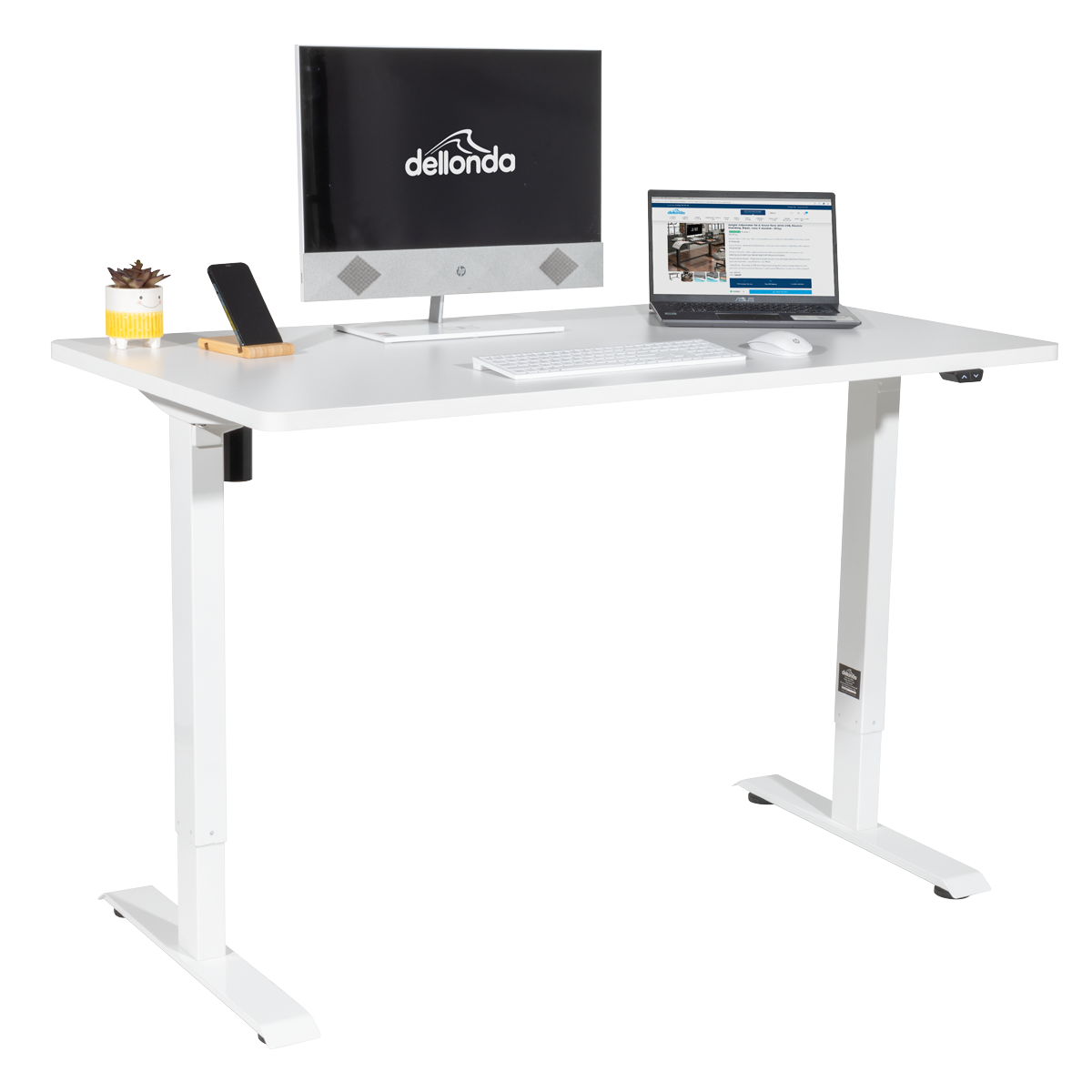 Dellonda DH67 Single Motor Ultra-Quiet Adjustable-Height Electric Sit/Stand Desk - White Desktop - additional view 4