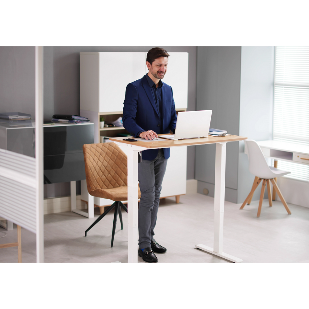Dellonda DH68 Single Motor Ultra-Quiet Adjustable-Height Electric Sit/Stand Desk - Oak Desktop - additional view 7