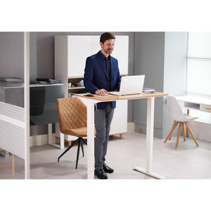 Dellonda DH68 Single Motor Ultra-Quiet Adjustable-Height Electric Sit/Stand Desk - Oak Desktop - additional view 7