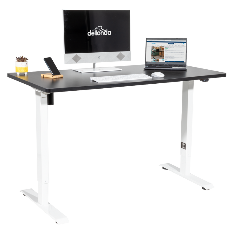 Dellonda DH69 Single Motor Ultra-Quiet Adjustable-Height Electric Sit/Stand Desk - Black Desktop - additional view 4
