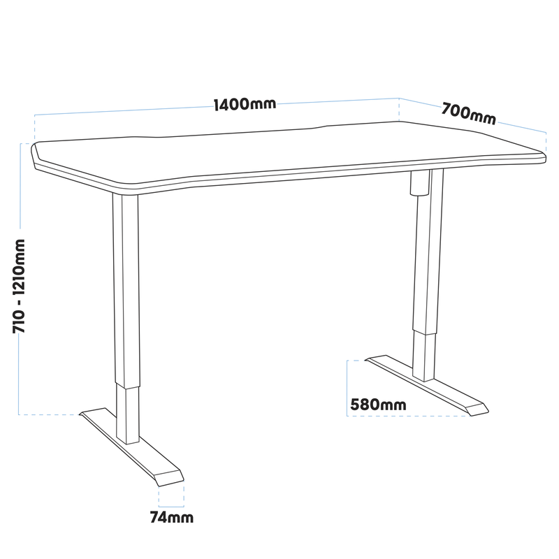 Dellonda DH70 Single Motor Ultra-Quiet Adjustable-Height Electric Sit/Stand Desk - Carbon Fibre Effect - additional view 5