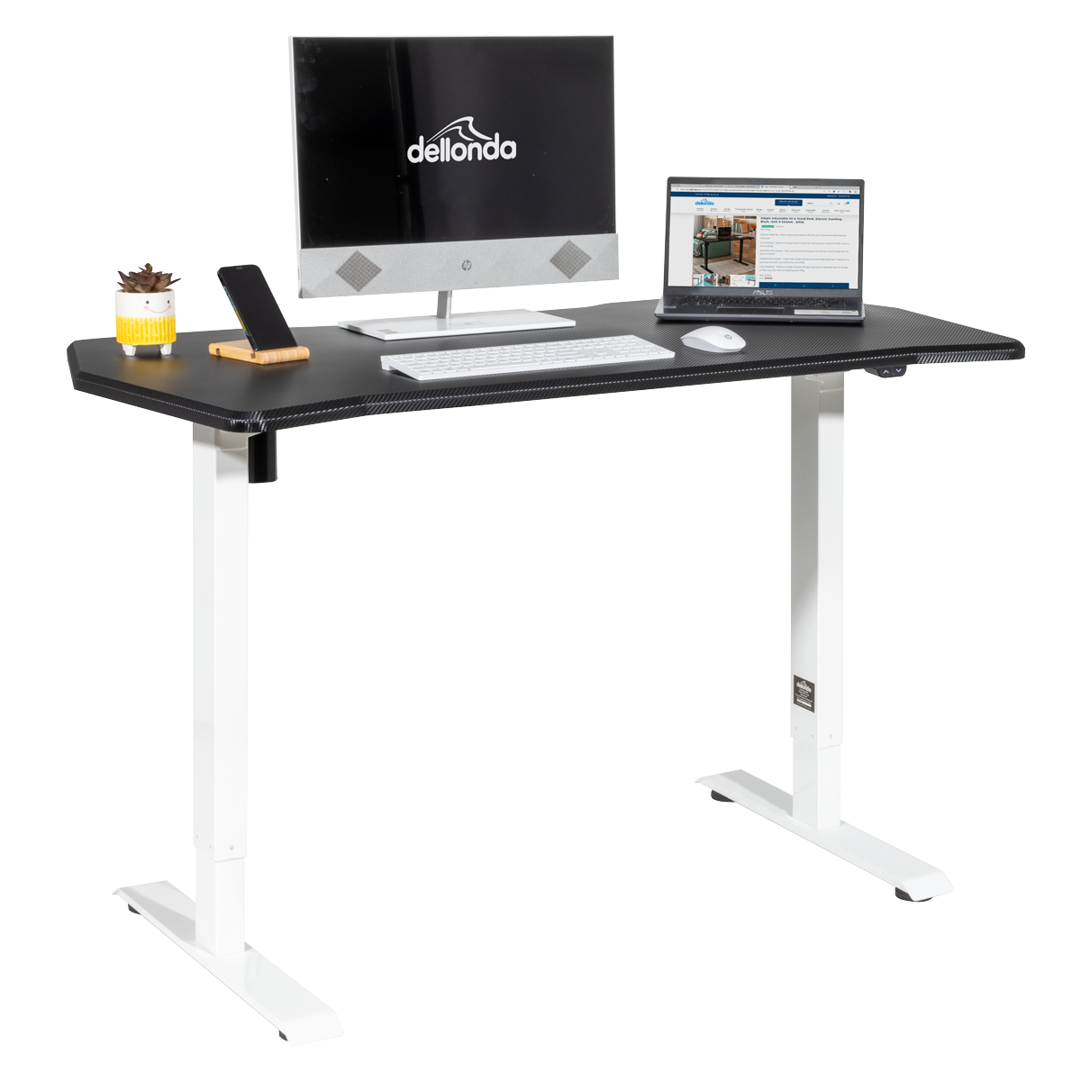 Dellonda DH70 Single Motor Ultra-Quiet Adjustable-Height Electric Sit/Stand Desk - Carbon Fibre Effect - additional view 3