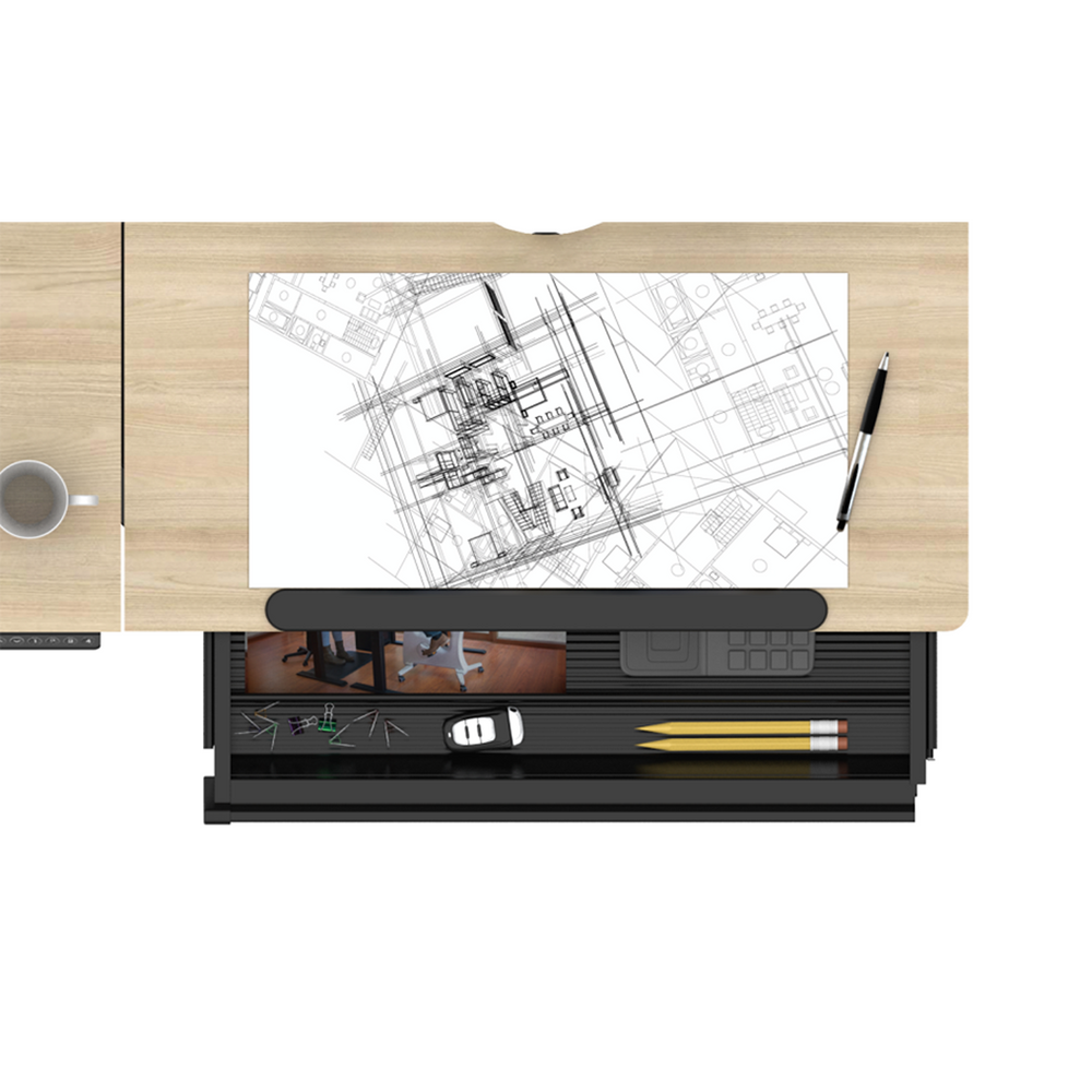 Dellonda DH71 Single Motor Ultra-Quiet Electric Adjustable Drawing Table with 40° Tilt, Drawer & Side - additional view 7