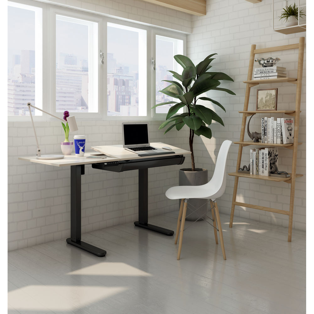 Dellonda DH71 Single Motor Ultra-Quiet Electric Adjustable Drawing Table with 40° Tilt, Drawer & Side - additional view 10