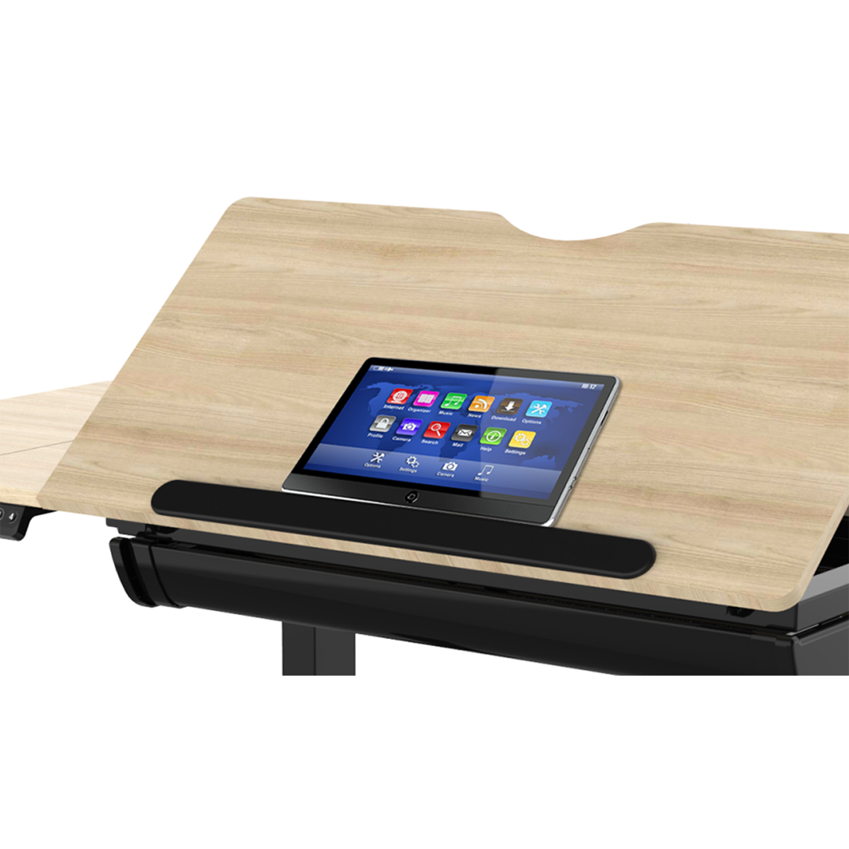 Dellonda DH71 Single Motor Ultra-Quiet Electric Adjustable Drawing Table with 40° Tilt, Drawer & Side - additional view 9