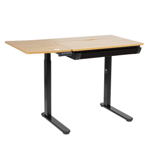 Dellonda DH71 Single Motor Ultra-Quiet Electric Adjustable Drawing Table with 40° Tilt, Drawer & Side Table