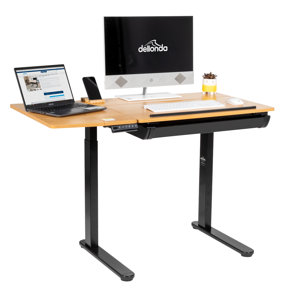 Dellonda DH71 Single Motor Ultra-Quiet Electric Adjustable Drawing Table with 40° Tilt, Drawer & Side - additional view 5