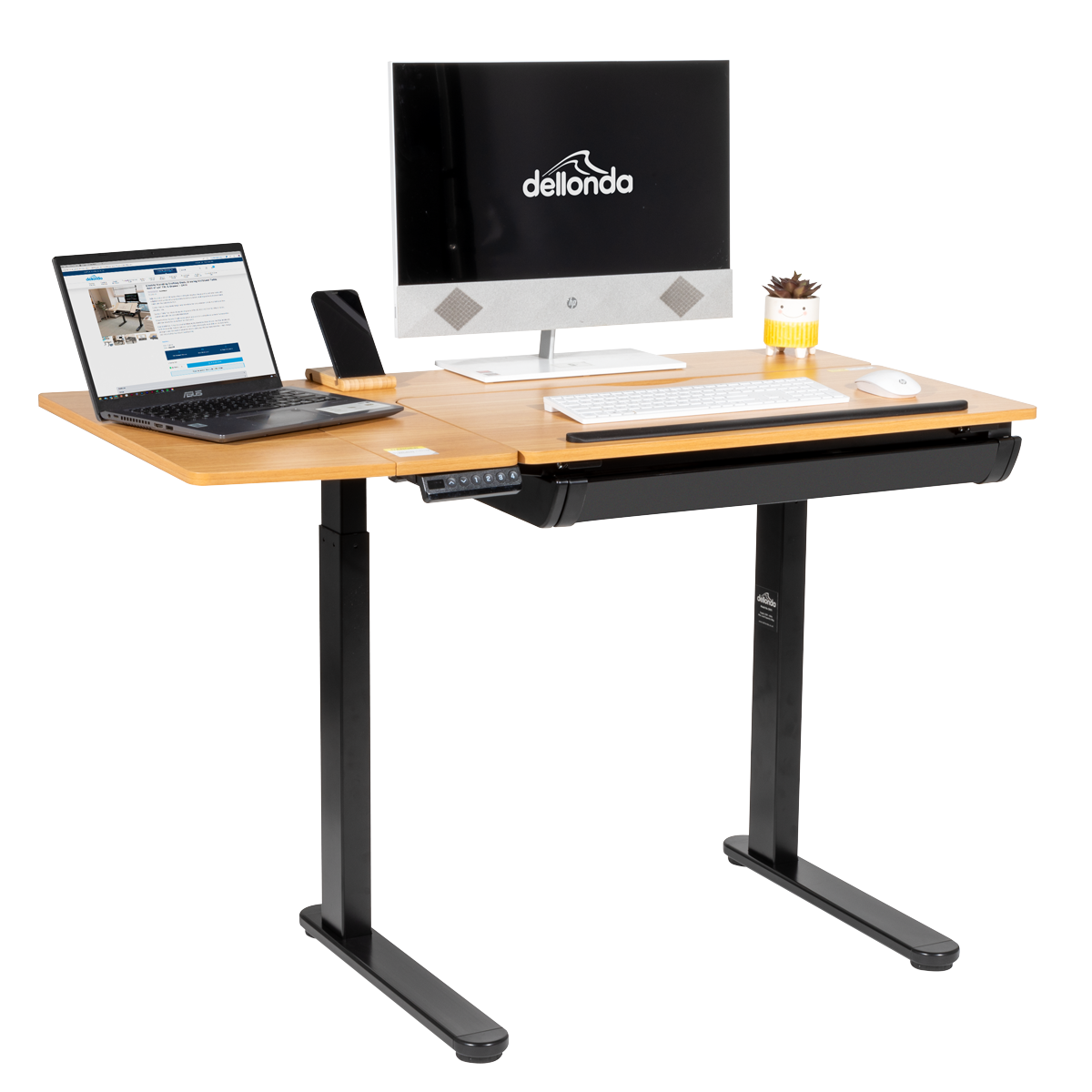 Dellonda DH71 Single Motor Ultra-Quiet Electric Adjustable Drawing Table with 40° Tilt, Drawer & Side - additional view 5