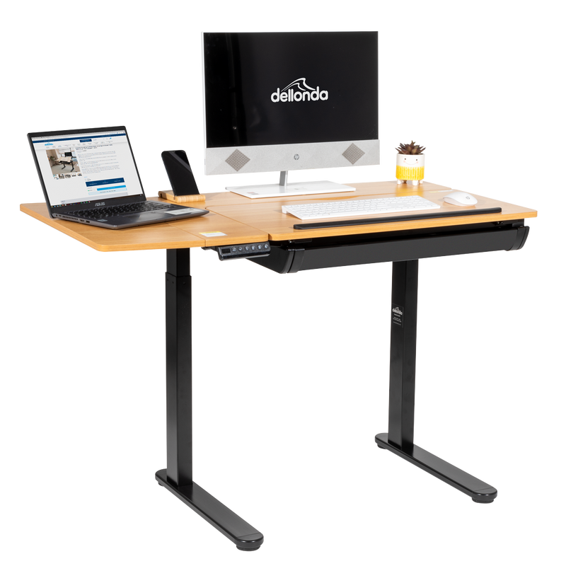 Dellonda DH71 Single Motor Ultra-Quiet Electric Adjustable Drawing Table with 40° Tilt, Drawer & Side - additional view 5
